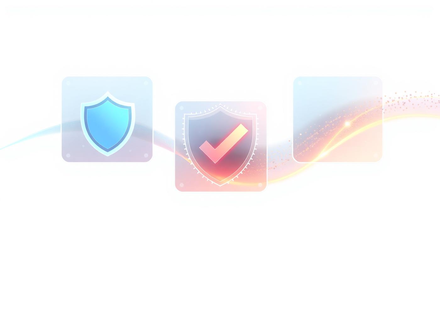 Abstract graphic of layered verification shields and data streams